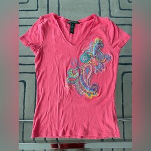 Ralph Lauren Pink Paisley Short Sleeve Tee